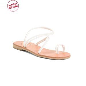 CIEL White Leather Palm Toe Ring Sandals